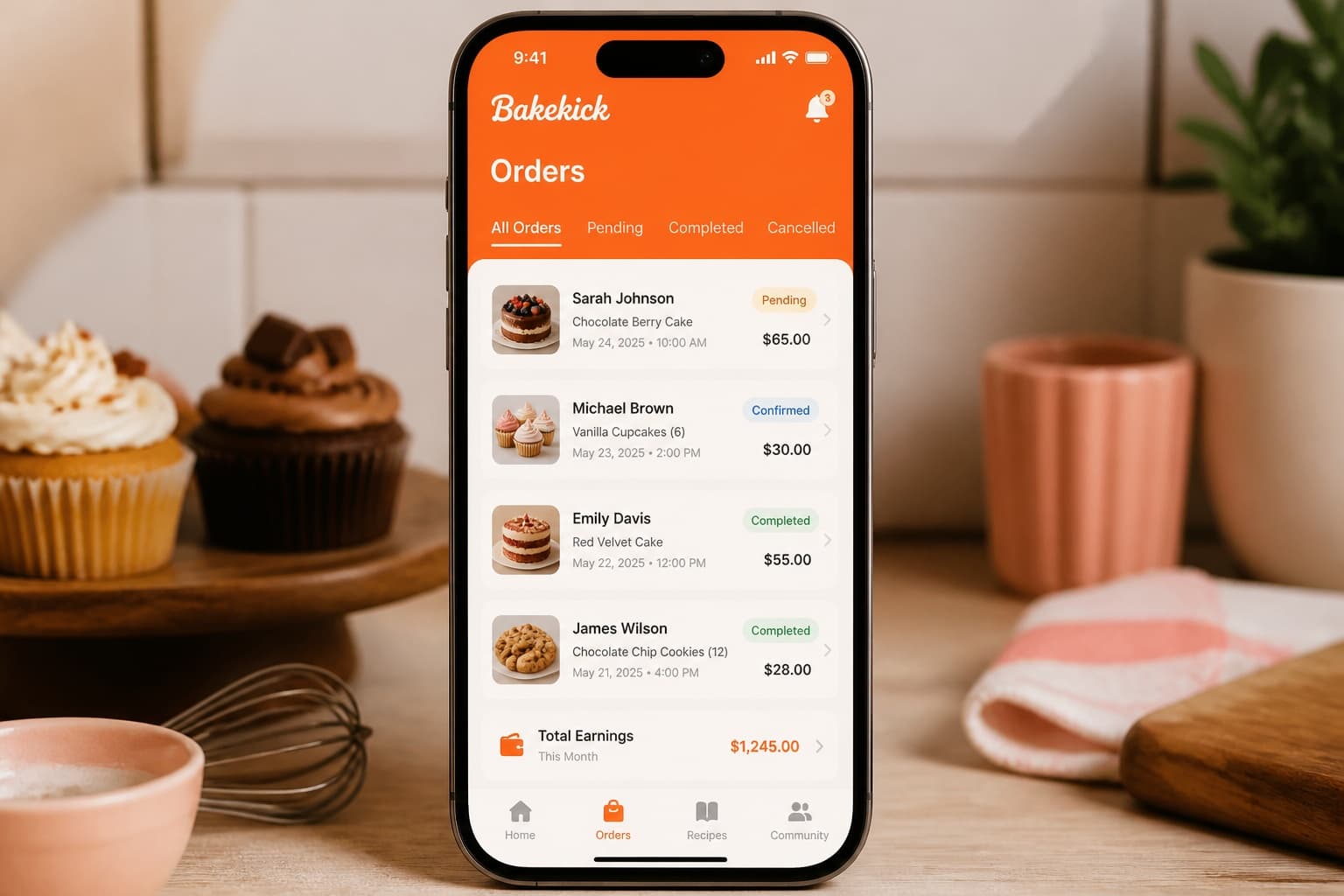 Bakekick mobile dashboard