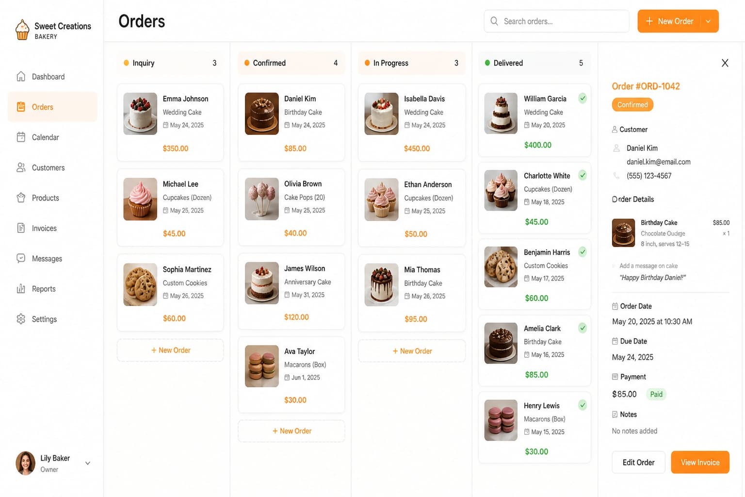 Bakekick mobile orders screen
